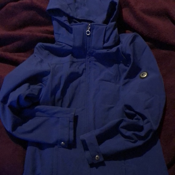 Violet Calvin Klein weather resistant ,  soft shell 3/4 length fitted jacket - Picture 2 of 9